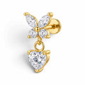 Butterfly Shape with hanging heart stud
